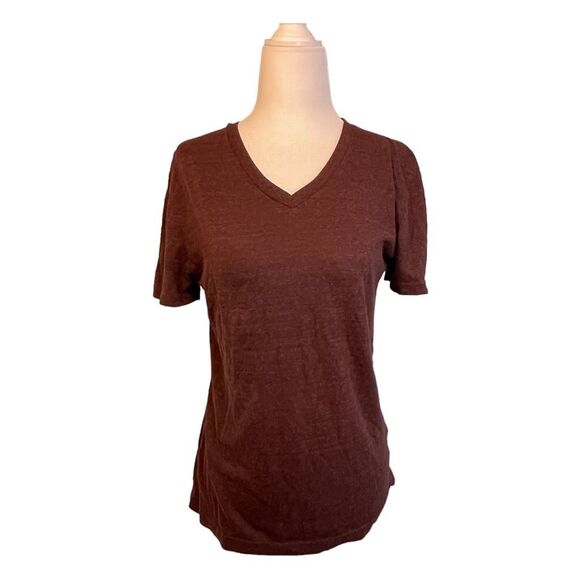 BDG Urban Outfitters Slim Fit Tee Shirt Maroon Short Sleeves V-Neck S - Picture 1 of 5